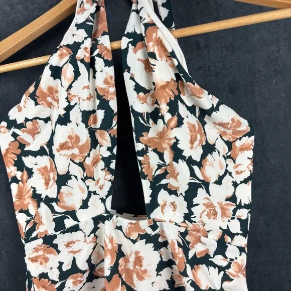 Abercrombie & Fitch Floral cross front One Piece Swimsuit - Black and Cream Sz M - Picture 3 of 11